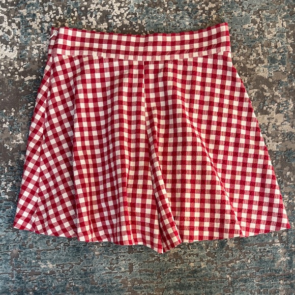 ZARA Gingham Pleated Skort Red & White Check Size S - Picture 6 of 11